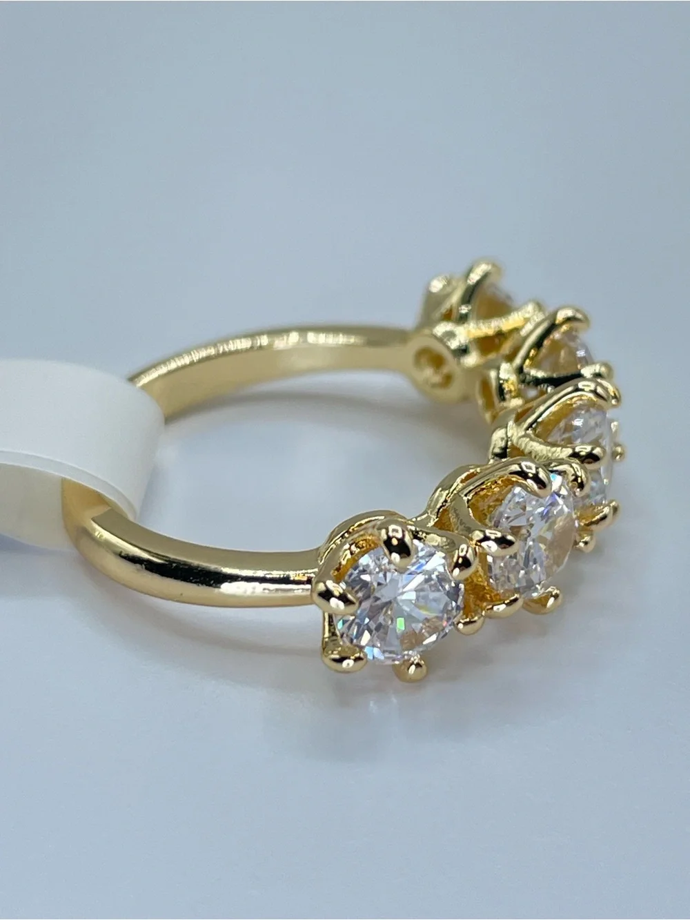 Swarovski Crystal Elements White Crystal Half Eternity Band Ring Sz 6 Glam